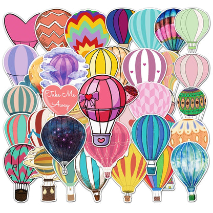 50PCS Hot Air Balloon Graffiti Stickers Personality Cartoon Fresh Children's Scooter Luggage Stationery Stickers