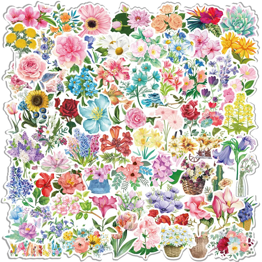 50PCS Flowers Plant Graffiti Laptop Guitar Motorcycle Luggage Skateboard Bike Waterproof Sticker