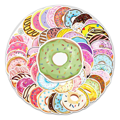 50PCS Doughnut Small Fresh Food Personalized Decoration Graffiti Waterproof Sticker Notebook Skateboard Water Cup