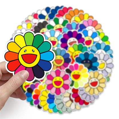 50PCS Sunflower Creative Trend Personalized Decoration Graffiti Waterproof Sticker Notebook Refrigerator WaterCup