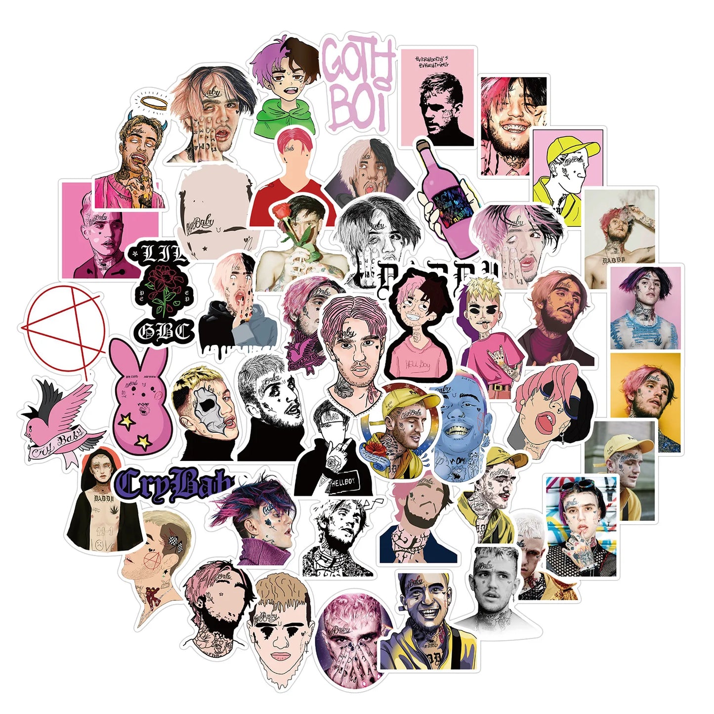 50PCS Rapper Lil Peep Graffiti Waterproof Sticker Suitcase Notebook Mobile Phone Refrigerator Skate board Water Cup