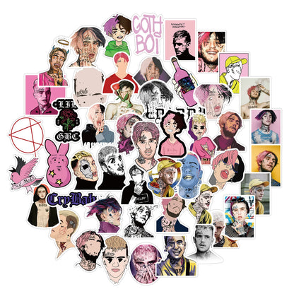 50PCS Rapper Lil Peep Graffiti Waterproof Sticker Suitcase Notebook Mobile Phone Refrigerator Skate board Water Cup