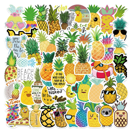 50PCS Cute Cartoon Pineapple Graffiti Waterproof Sticker Suitcase Notebook Refrigerator Skateboard Stationery Box