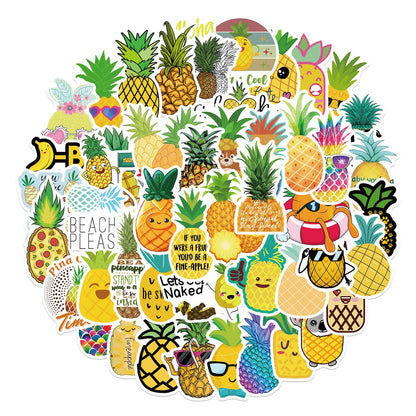 50PCS Cute Cartoon Pineapple Graffiti Waterproof Sticker Suitcase Notebook Refrigerator Skateboard Stationery Box