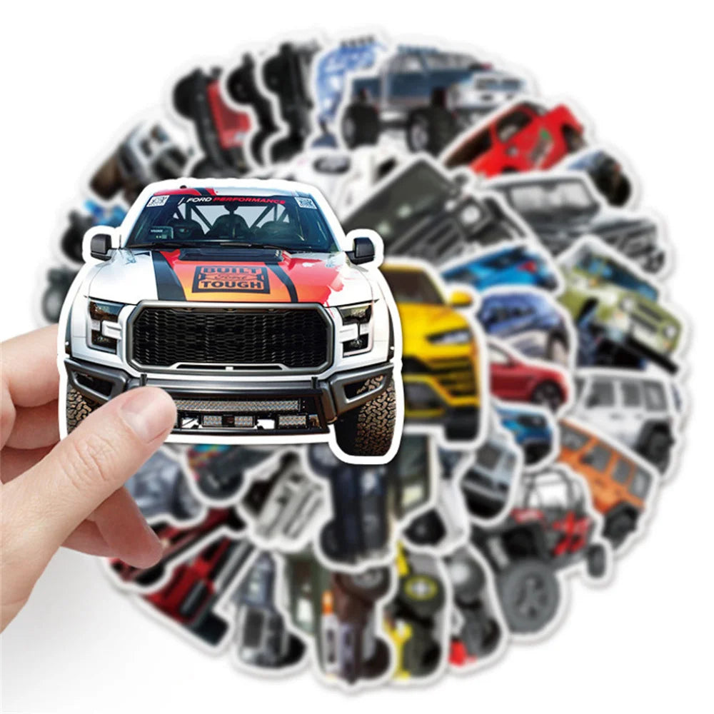 50PCS cartoon and cool car decoration style graffiti stickers, personalized and fashionable creative trend DIY exquisite decorative decal cups, helmets, skateboard popular sticker toys