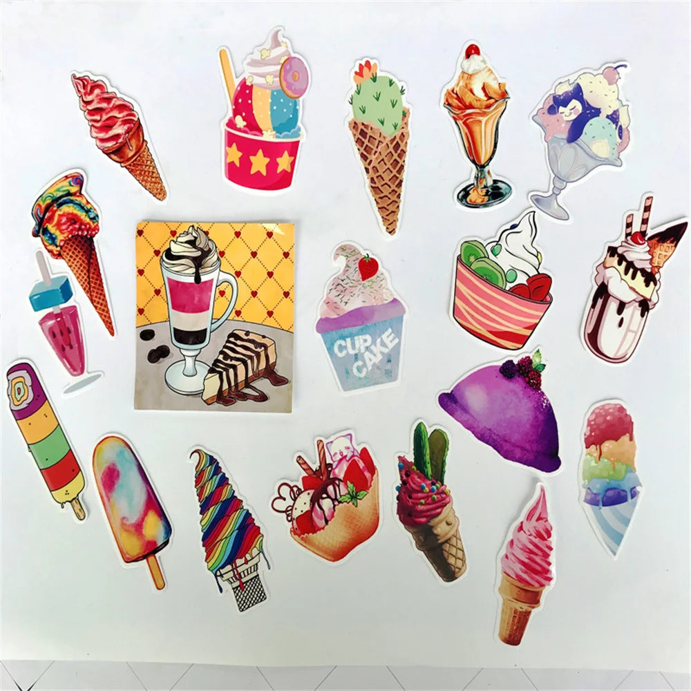 50PCS Cartoon Girl Heart Dessert Cake Baking Packaging Graffiti Sticker Notebook Trolley Box Scooter PVC Sticker