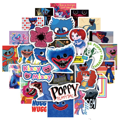 50PCS Art Illustration Pop Creative Cartoon Poppy Playtime Series Decorative Style Doodle Stickers Personalised Fashion Creative DIY Exquisite Decorative Decals Suitable For Mugs, Helmets, Skateboards Pop Stickers Toys
