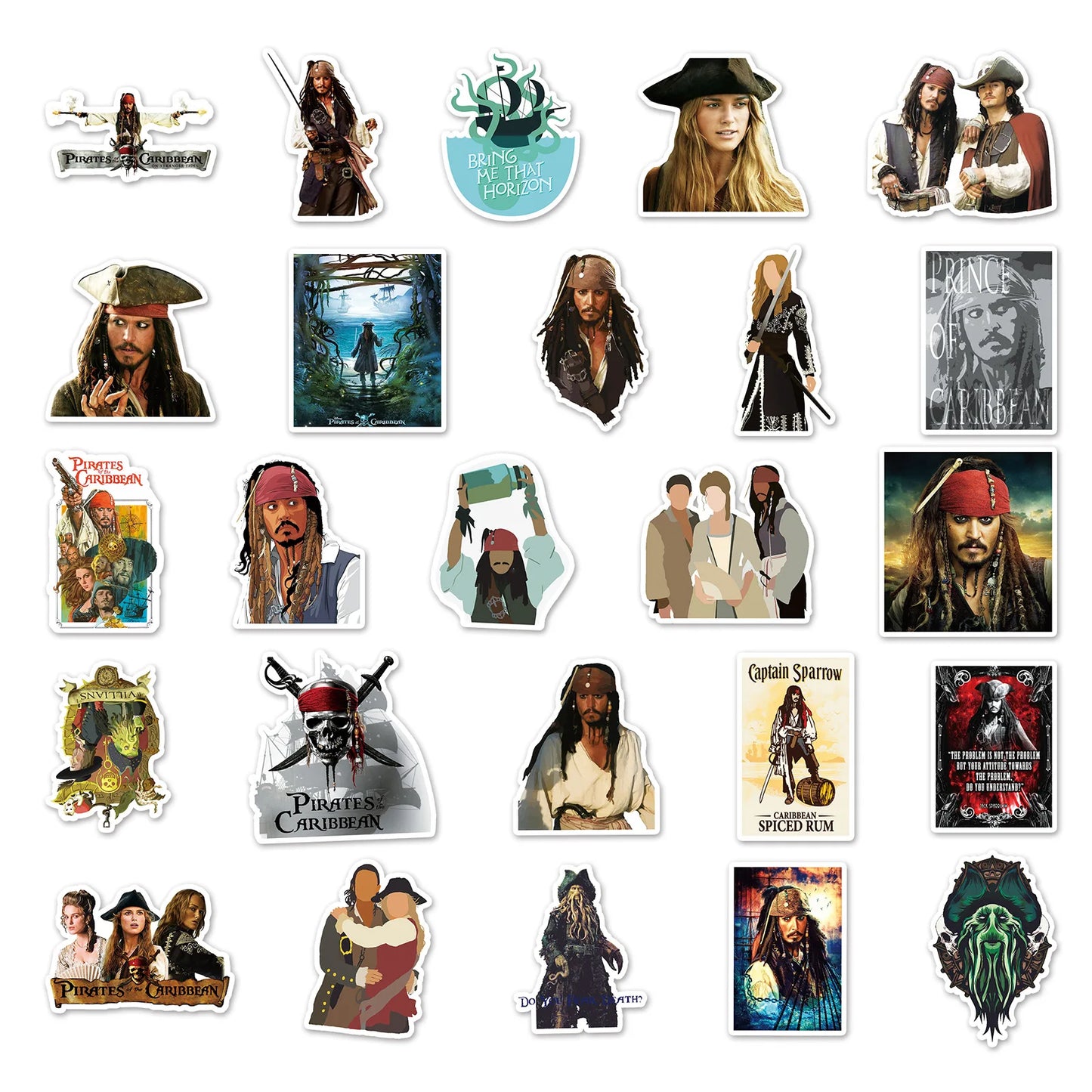 50PCS   Pirates of The Caribbean Graffiti Waterproof Sticker Suitcase Notebook Refrigerator Stationery Box WaterCup