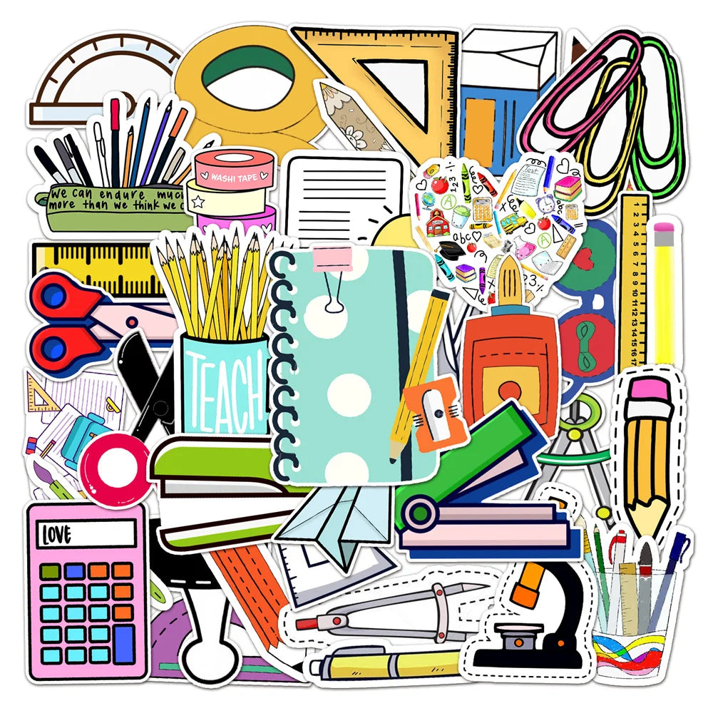 50PCS Ins Wind Stationery Set Personalized Diy Creative Sticker Luggage Scooter Car Sticker Body Sticker