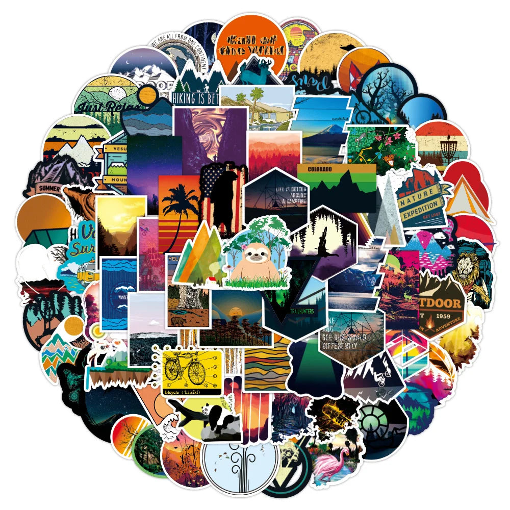 50PCS Outdoor Travel Small Fresh Stickers Skateboard Laptop Graffiti Waterproof Stickers Children's Toys