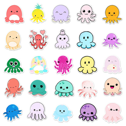 50PCS Cartoon Octopus Graffiti Sticker Cute Animal Child Sticker DIY Skateboard Water Cup Luggage Sticker