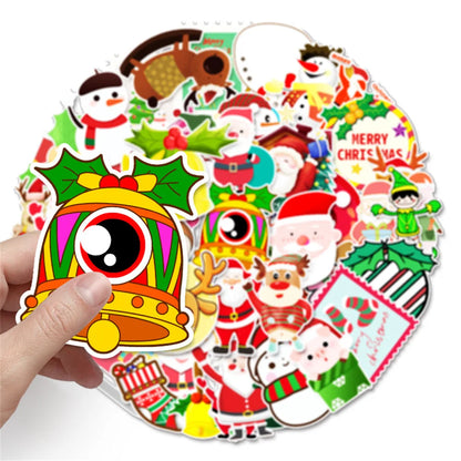 50PCS Christmas Holiday Cartoon Decoration Graffiti Waterproof Sticker Suitcase Notebook Refrigerator Skateboard