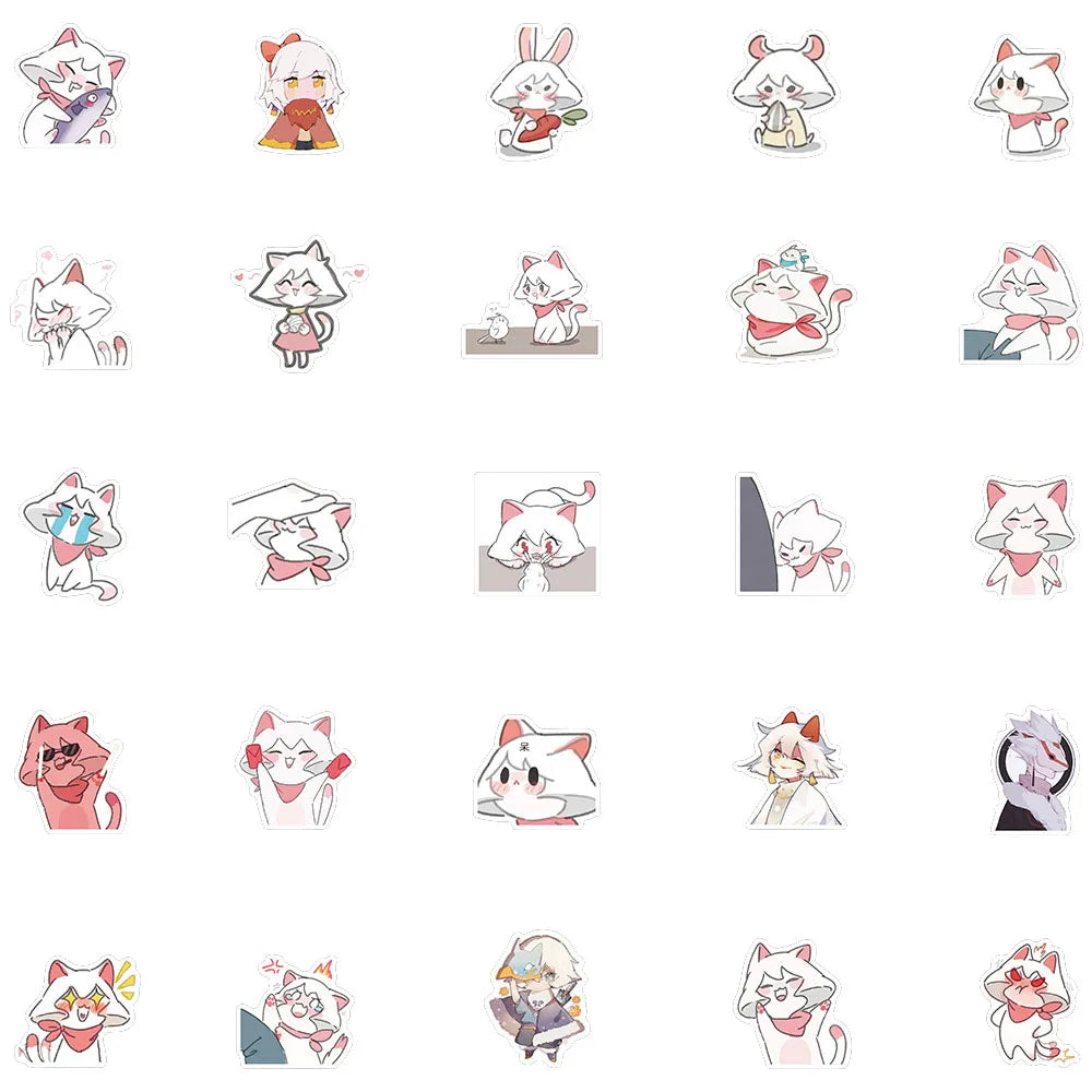 50PCS Cartoon Game Light Meets Meow Mushroom Personalized Decoration Graffiti Waterproof Sticker Notebook Helmet