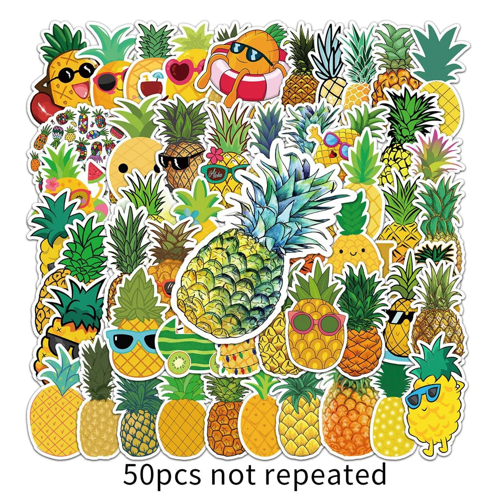 50PCS Cartoon Fruit Pineapple Personality Creative Graffiti Scooter Laptop Luggage Gift Waterproof Anime Sticker