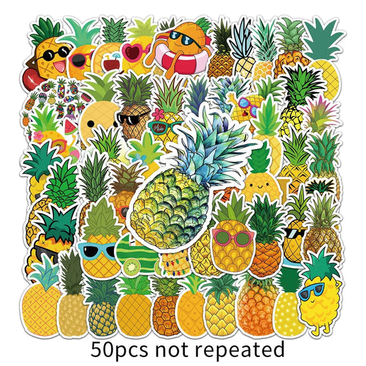 50PCS Cartoon Fruit Pineapple Personality Creative Graffiti Scooter Laptop Luggage Gift Waterproof Anime Sticker