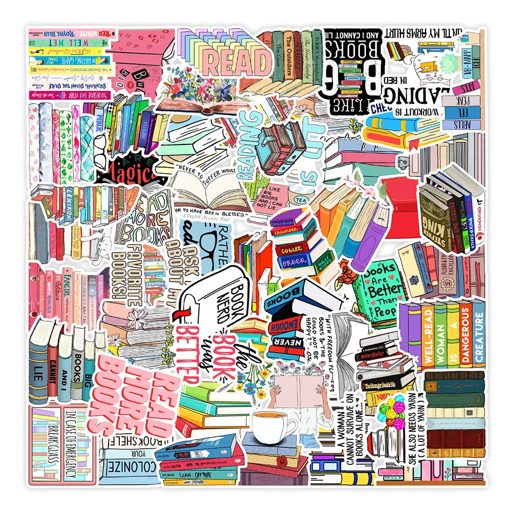 50PCS Book Reading Graffiti Stickers Computer Mobile Phone Tablet Computer Decorative Stickers