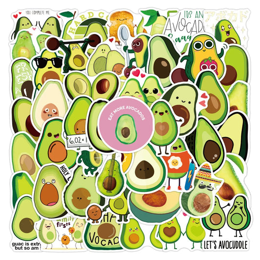 50PCS Fruit Cartoon Avocado Graffiti Laptop Guitar Motorcycle Luggage Skateboard Bike Waterproof Sticker