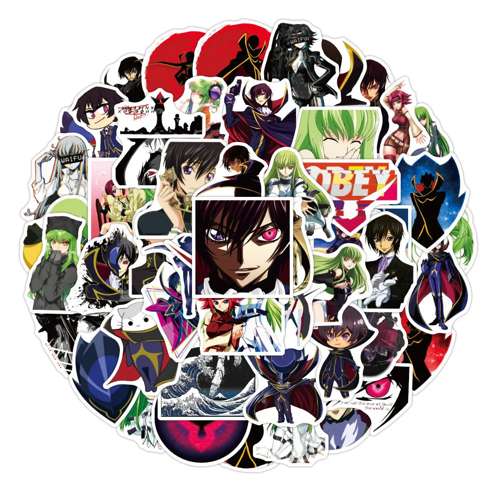50pcs Anime CODE GEASS Lelouch’s Rebel Stickers Cartoon Graffiti Motorcycle Laboratory Furniture Luggage Toy DIY