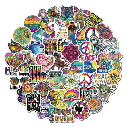 50PCS Hot Style Cartoon Hippie Hippie Graffiti Stickers Decorative Luggage Water Cup Waterproof Stickers