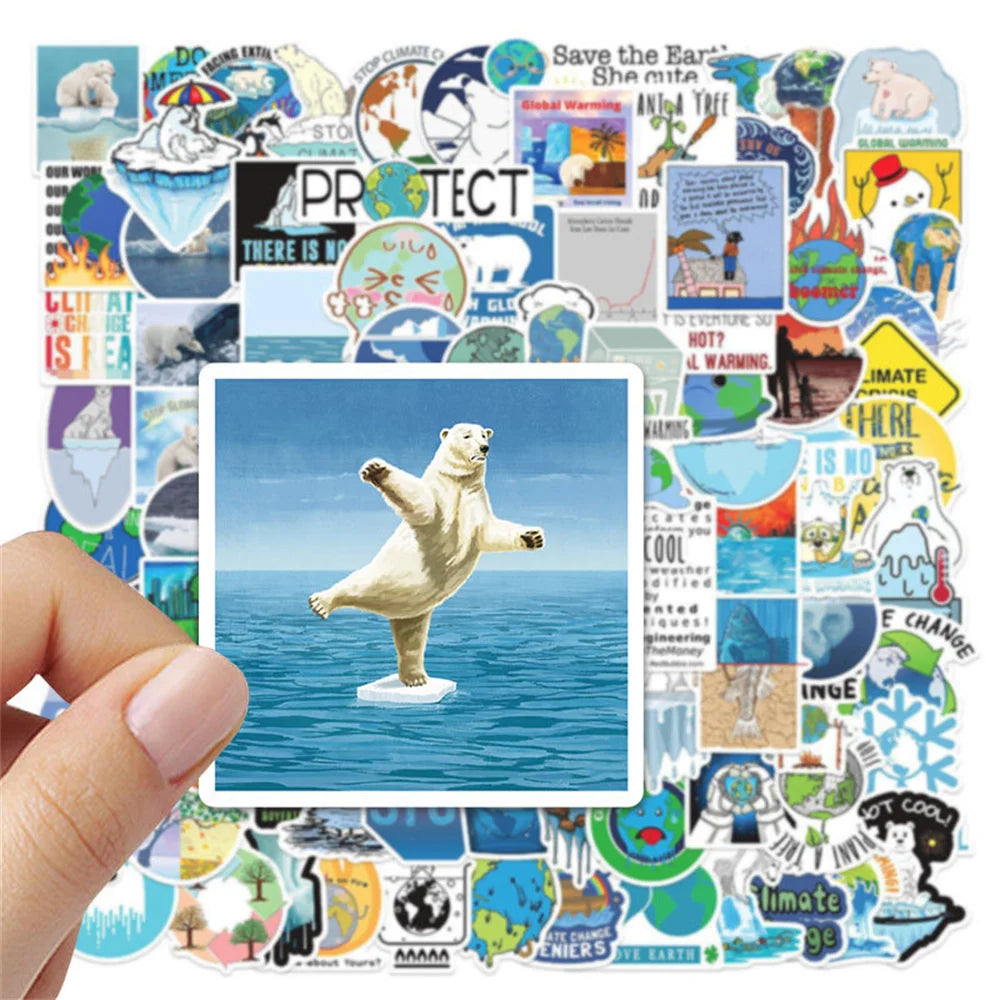 50PCS Global Climate Change Graffiti Waterproof Sticker Suitcase Notebook Refrigerator Skateboard Water CupHelmet