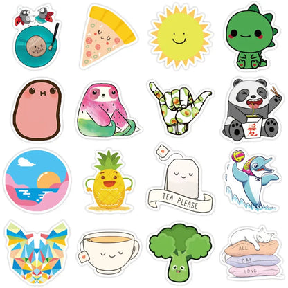 50 pieces of cute animal cartoon animation decorative style graffiti stickers, personalized, fashionable and creative DIY exquisite decorative decal cups, helmets, skateboard popular sticker toys