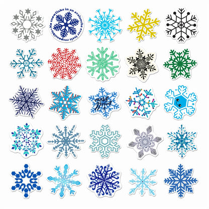 50 pieces of cartoon snowflake pattern decorative style graffiti stickers, personalized, fashionable and creative DIY exquisite decorative decal cups, helmets, skateboard popular sticker toys
