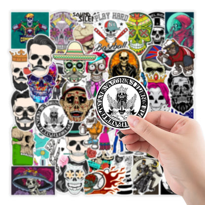 50PCS Non-repetitive Skull Graffiti Stickers Bicycle Mobile Phone Motorcycle Helmet Decorative Stickers