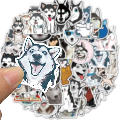 50PCS cartoon pet dog Husky decorative style graffiti stickers, personalized, fashionable and creative DIY exquisite decorative decal cups, helmets, skateboards, popular sticker toys