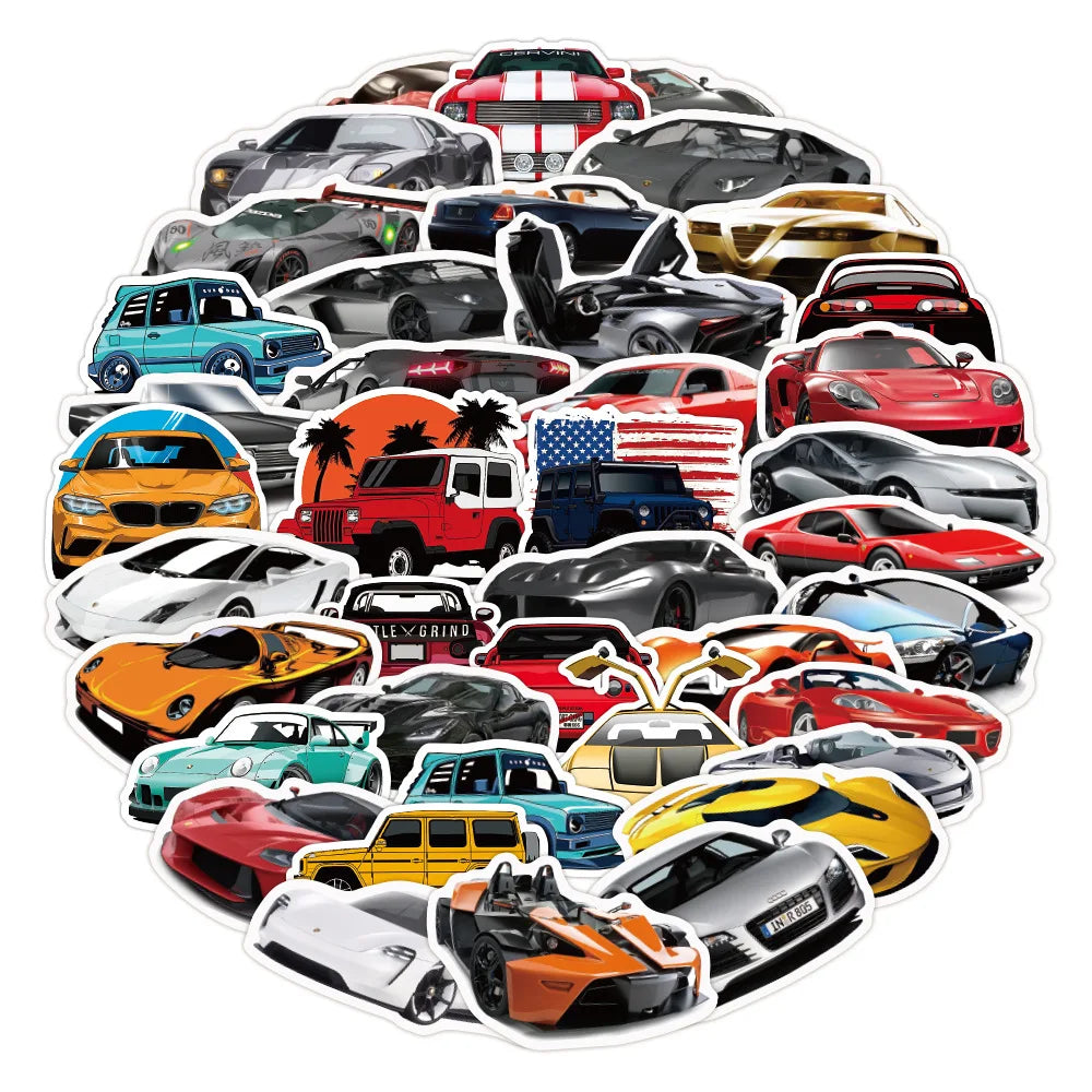 50PCS Cartoon Modification Performance Automobile Low Lying Steel Gun Graffiti Sticker Trolley BoxGraffitiSticker