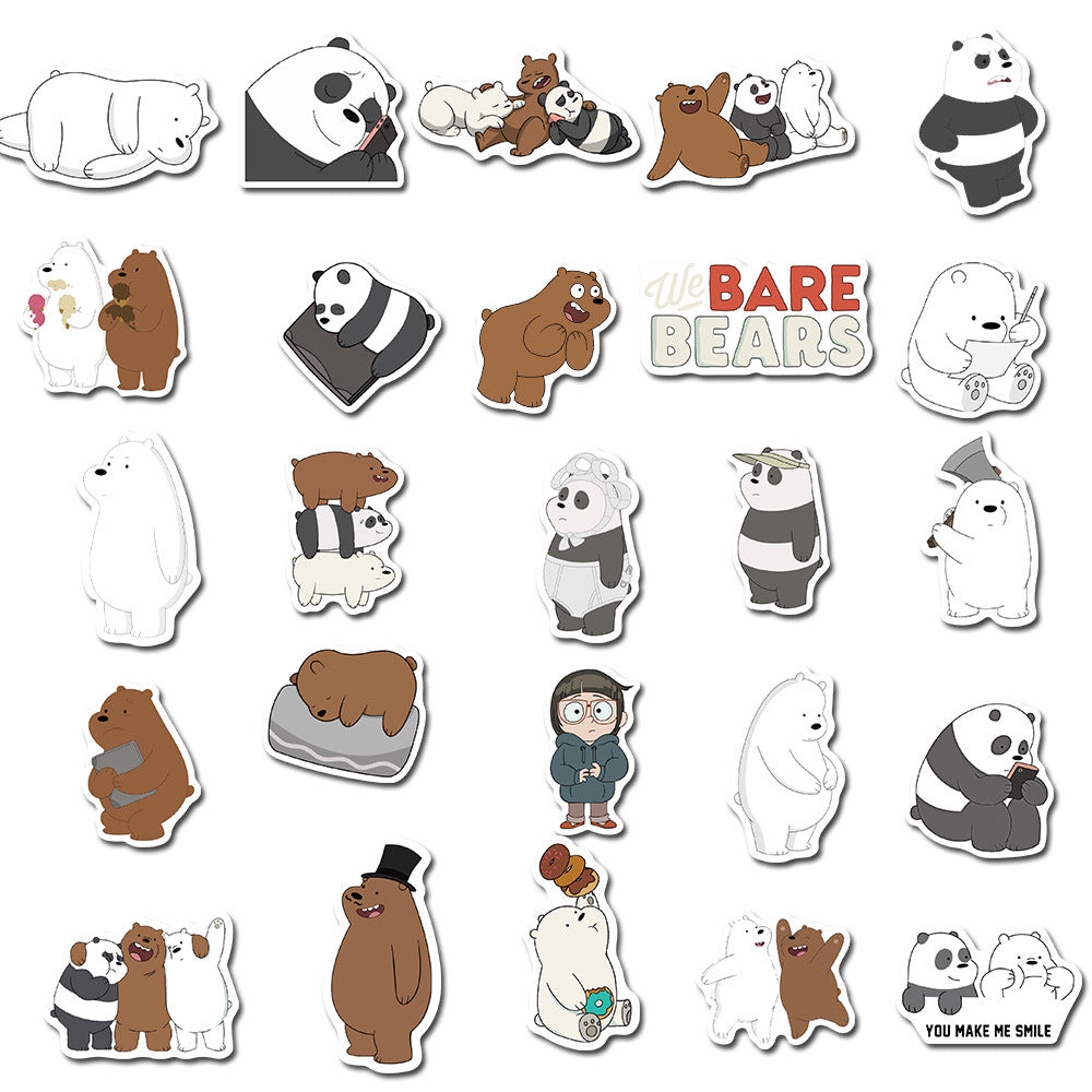 50PCS Cartoon Naked Bear Stickers - Cute Animal Decals for Laptops, Water Bottles, Journals & Funny Meme Gifts