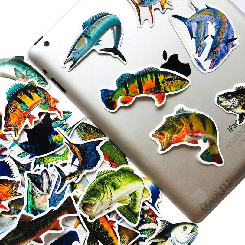 50PCS outdoor fishing sea fishing suitcase helmet notebook waterproof sticker decorative graffiti