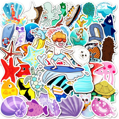 50 cute cartoon summer surfing marine life mermaid graffiti luggage notebook decoration stickers