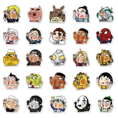 50PCS Cartoon Sticker Glass Series Graffiti Sticker Ceramic Cup Laptop Car Refrigerator Waterproof Sticker