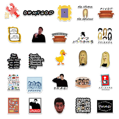 50PCS New American Drama Friends Graffiti Waterproof Sticker Suitcase Notebook Refrigerator Skateboard Water Cup