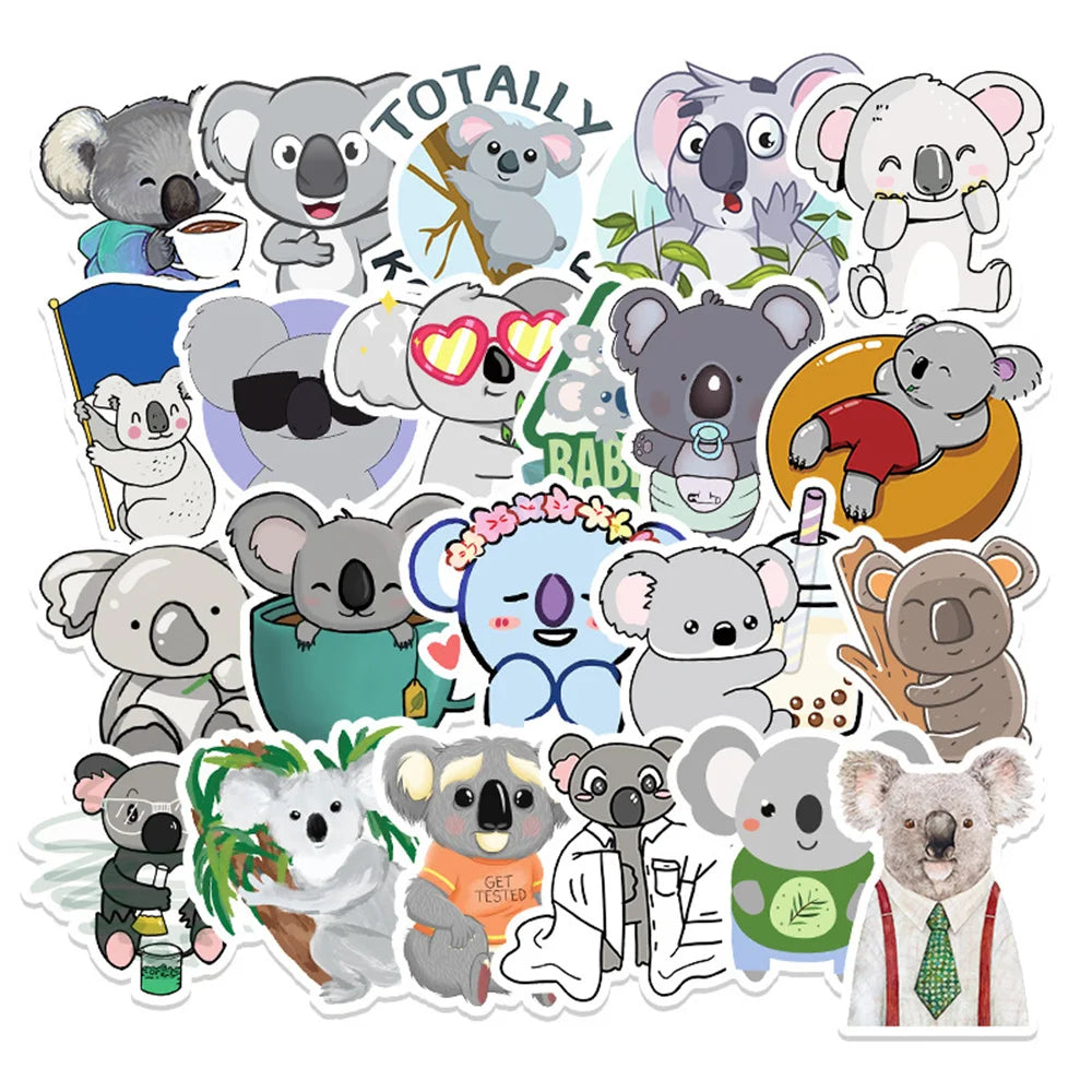 50PCS Cute Koala Graffiti Sticker Personality DIY Decoration Suitcase Skateboard PVC Removable Sticker