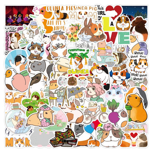50PCS New Style Guinea Pig Graffiti Sticker Waterproof Luggage Laptop Scooter Refrigerator Water Cup Sticker