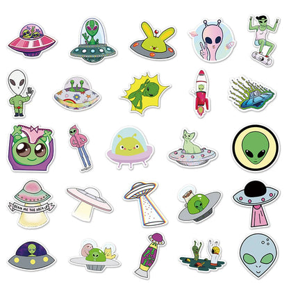 50PCS Alien Graffiti Stickers Cartoon UFO Children Stickers DIY Skateboard Water Cup Luggage Stickers