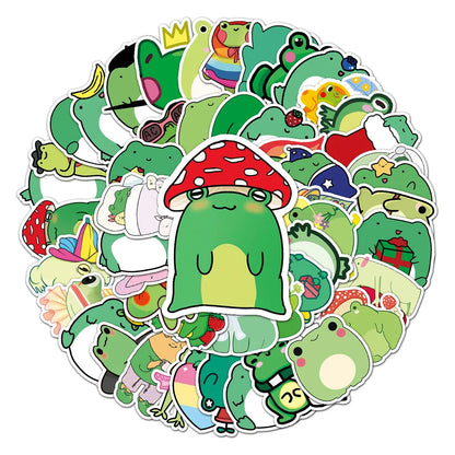 50PCS Frog Creative Cartoon Sticker Scooter Laptop Car Motorcycle Decorative Waterproof Sticker