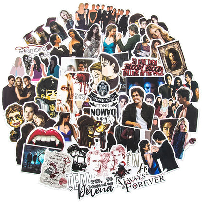 50PCS Popular American TV Series The Vampire Diaries Laptop Suitcase Guitar Waterproof Graffiti Stickers