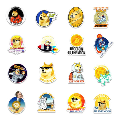 50 pieces of cute cartoon dog coins, fun dog head graffiti stickers, personalized suitcase, notebook, planner, waterproof sticker toys