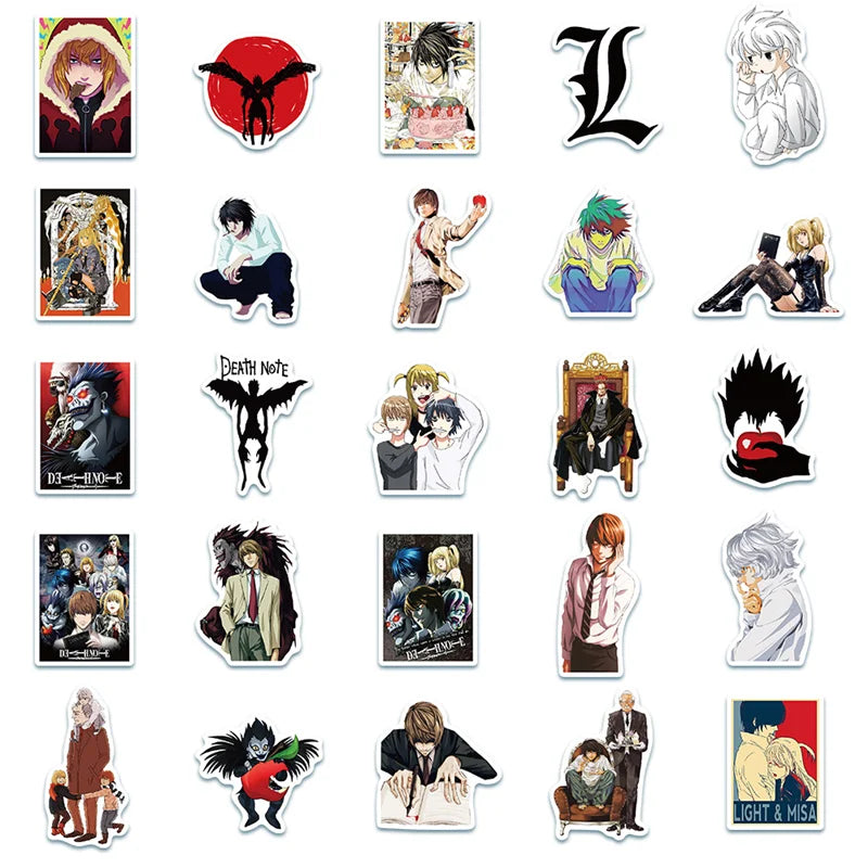 50PCS Anime Death Note Cartoon Graffiti Notebook's Toy Laptop Mobile Phone Computer Luggage Decoration Sticker