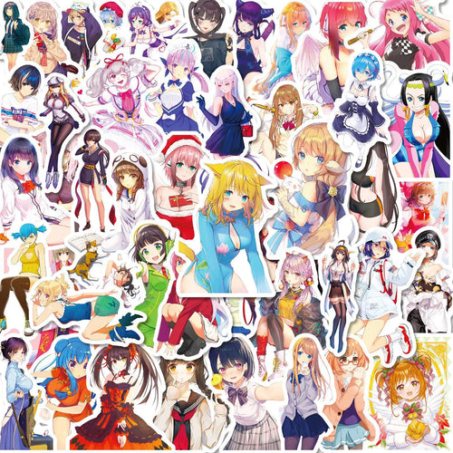 50pcs Cartoon Sexy Beauty Collection Graffiti Sticker DIY Suitcase Notebook Guitar Star Sticker Waterproof