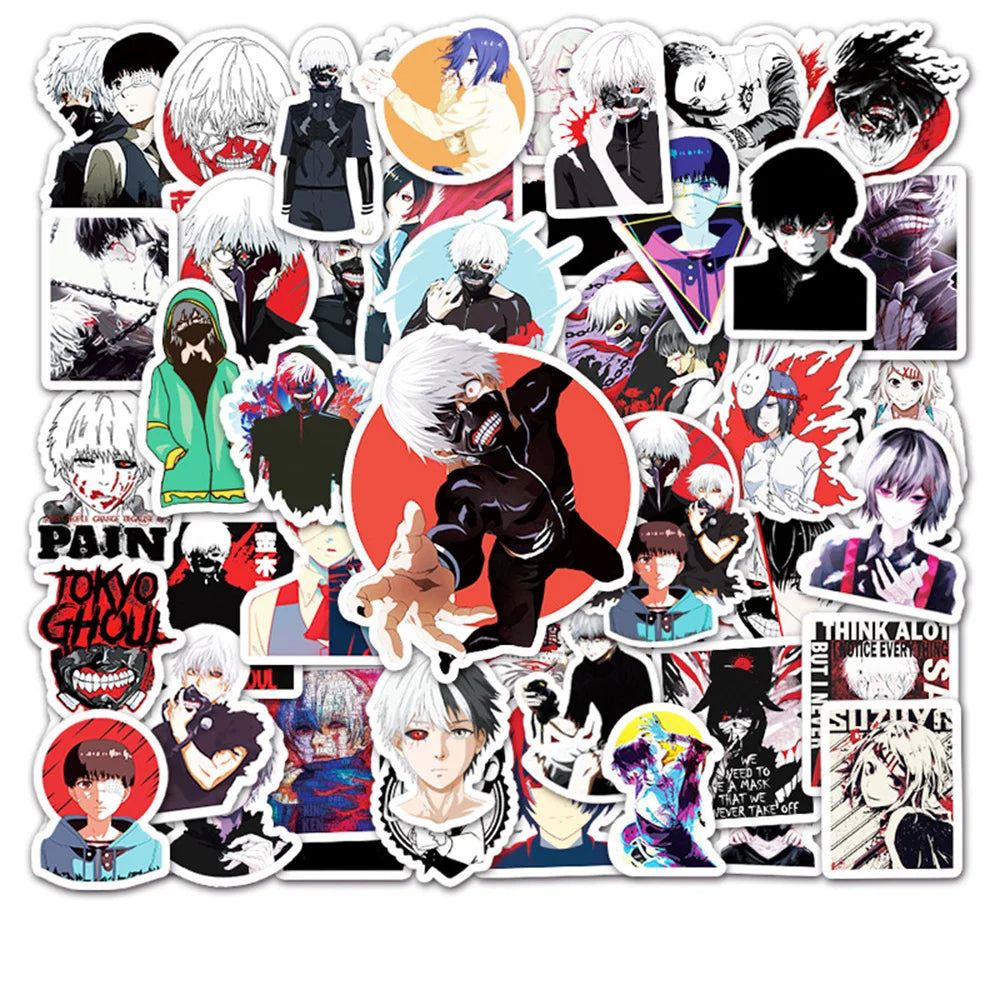 50PCS Anime Tokyo Ghoul Sticker Cool Guitar Skateboard Luggage Notebook Waterproof Helmet Graffiti Sticker