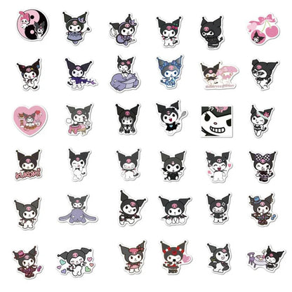 50PCS cartoon Japanese anime game black and beautiful melody decorative style graffiti stickers, personalized, fashionable and creative trend DIY exquisite decorative decal cups, helmets, skateboard popular sticker toys