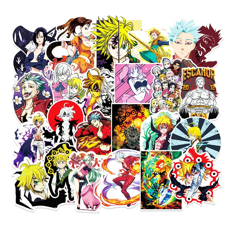 50PC Seven Deadly Sins Stickers Cartoon Personality Comics Suitcase Stickers DIY Skateboard Refrigerator Graffiti Stickers