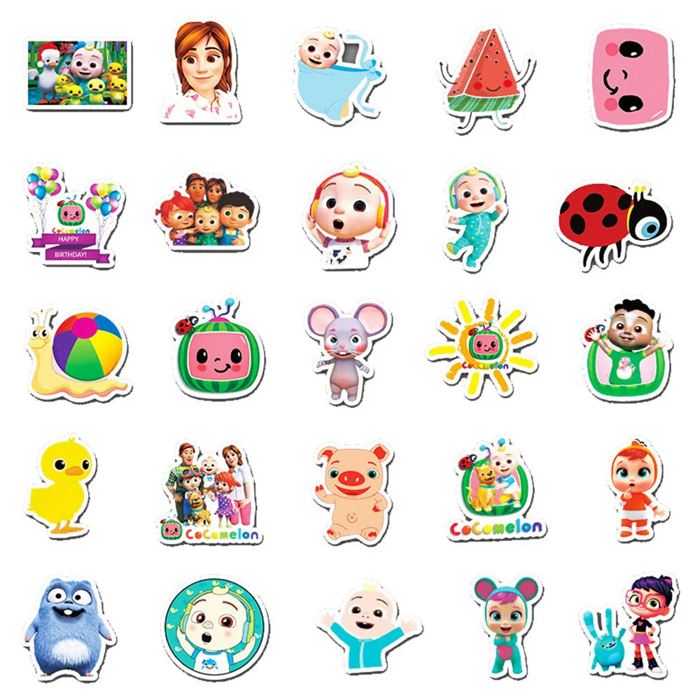 50PCS Cocomelon Cartoon Creative Trend Personalized Decoration Graffiti Waterproof Sticker Notebook Refrigerator
