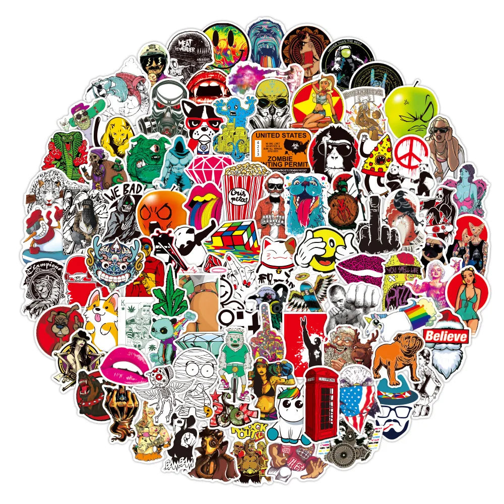100PCS Cool Helmet Fashion Logo Graffiti Sticker Laptop Skateboard Mobile Phone PVC Gift Toy Waterproof Sticker