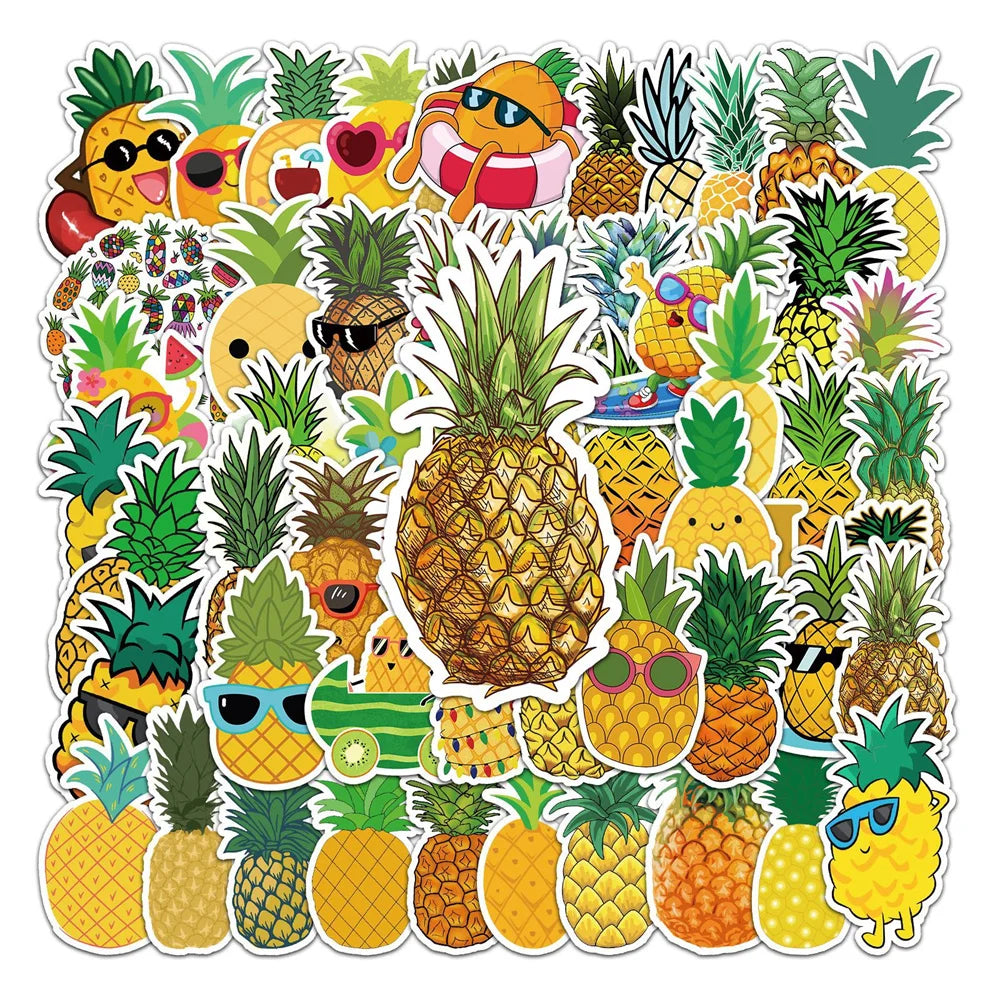 50PCS Cartoon Fruit Pineapple Personality Creative Graffiti Scooter Laptop Luggage Gift Waterproof Anime Sticker
