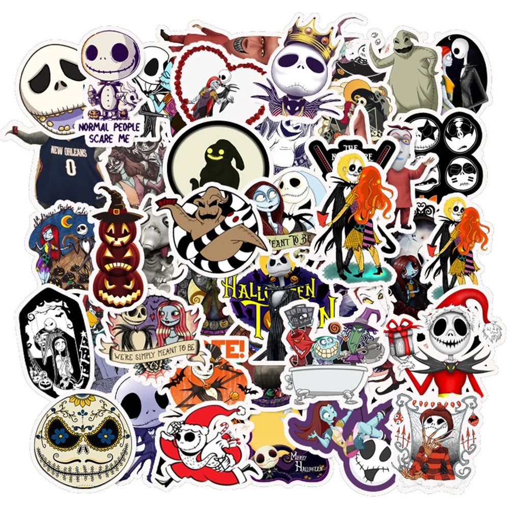 50PCS Horror Theme Christmas Night Waterproof Sticker Suitcase Notebook Refrigerator Skateboard Water Cup Helmet