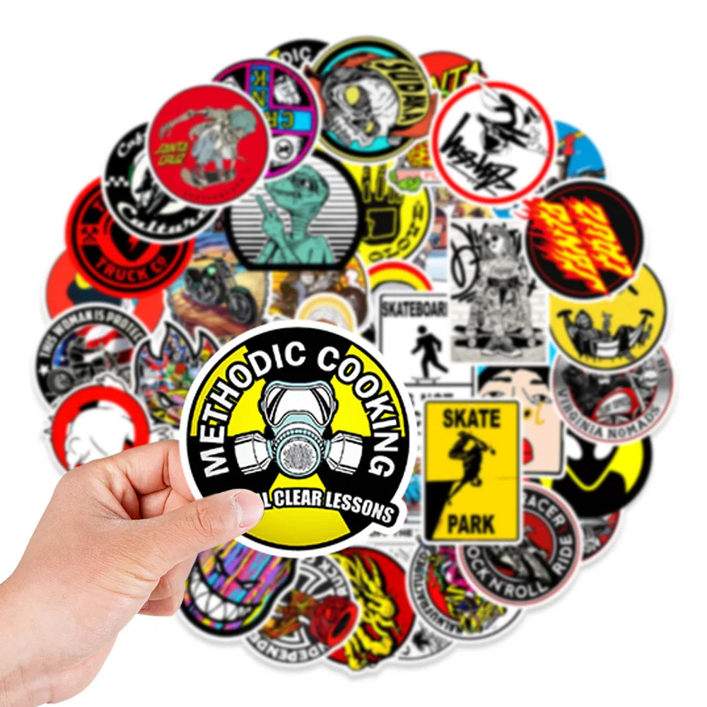 50PCS Personalized Skateboard Cartoon Graffiti Waterproof Sticker Suitcase Notebook Refrigerator Water Cup Helmet